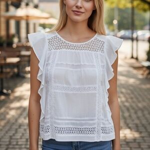 a.n.a Women's White Flutter Sleeve Top XL - New NWT!